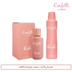 كونفيتي لندن بلش – ماء عطر (Eau de Parfum) | عطر زهري بودري بالألدهيدات | نفحات الورد والياسمين والإيلنغ إيلنغ | قاعدة من الفانيليا وحبوب التونكا والمسك | عطر نسائي طويل الثبات