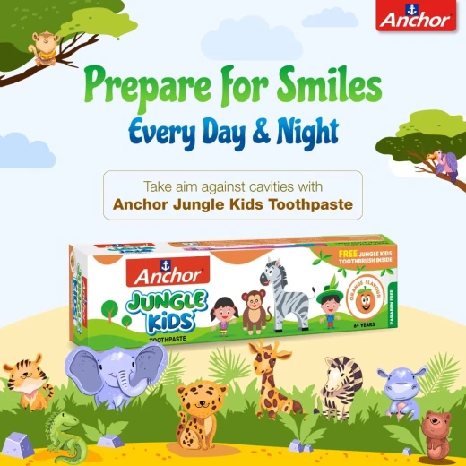 Anchor Jungle Kids Toothpaste Orange Flavor 50g. - With Free Toothbrush - Anchor - Image 4