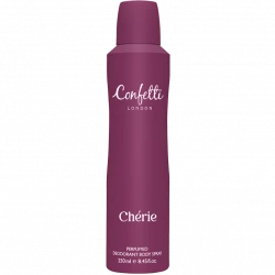 Confetti London Chérie Deodorant Body Spray 250ml, Long-Lasting Freshness with Soft Floral Scent for Everyday Feminine Elegance