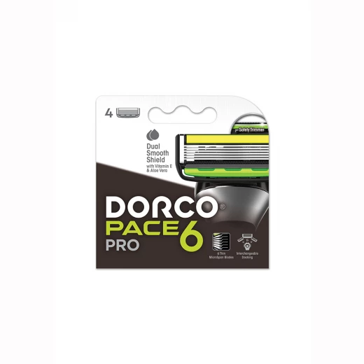 Dorco Pace 6 Pro Razors for Men – 6-Blade Shaving cartridges, 4 Heads Dorco Pace 6 Pro Razors for Men – 6-Blade Shaving cartridges, 4 Heads