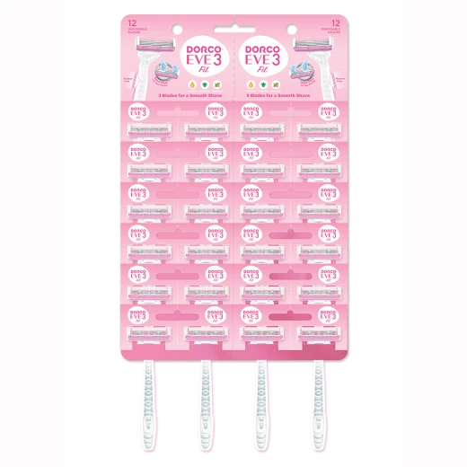 Dorco shaving blades Eve 3 hanging card 24 pieces Dorco shaving blades Eve 3 hanging card 24 pieces