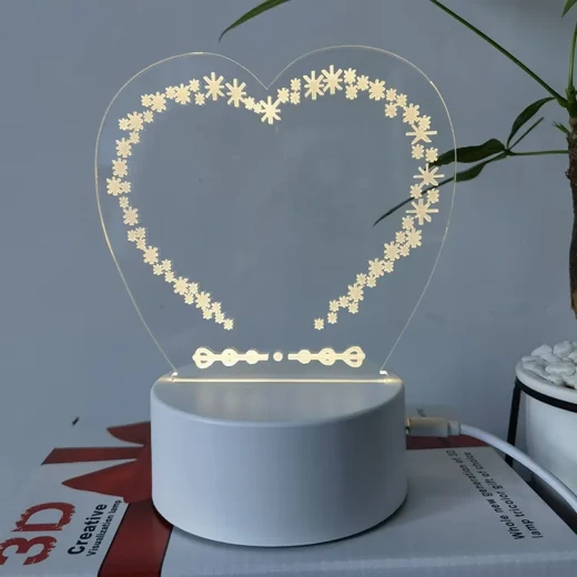 لوحة رسائل ثلاثية الأبعاد بضوء ليلي وقاعدة بيضاء مضيئة قابلة للمسح هدايا يومية جديدة مبتكرة