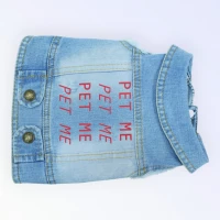 Pet Clothes Dog Jeans Jacket Cool Blue Denim Coat for Small Medium Dogs Vintage Blue Washed Clothes(M)