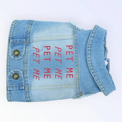 Pet Clothes Dog Jeans Jacket Cool Blue Denim Coat for Small Medium Dogs Vintage Blue Washed Clothes(M) - Best buddies - Image 3