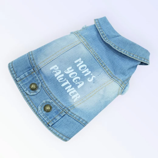 Pet Clothes Dog Jeans Jacket Cool Blue Denim  for Small Medium Dogs Clothes(M) - Best buddies - Image 4