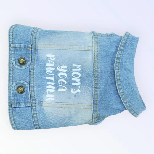 Pet Clothes Dog Jeans Jacket Cool Blue Denim  for Small Medium Dogs Clothes(M) - Best buddies - Image 3