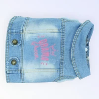 Pet Clothes Dog Jeans Jacket Cool Blue Denim Coat for Small Medium Dogs Vintage Blue Washed Clothes(M)