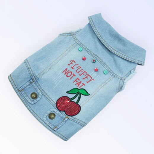 Pet Clothes Dog Jeans Jacket Cool Blue Denim Coat for Small Medium Dogs Vintage Blue Washed Clothes(L) - Best buddies - Image 2