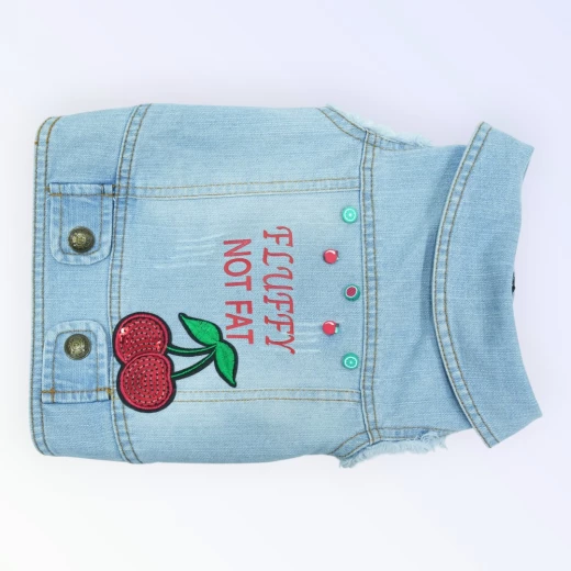 Pet Clothes Dog Jeans Jacket Cool Blue Denim Coat for Small Medium Dogs Vintage Blue Washed Clothes(L) - Best buddies - Image 3
