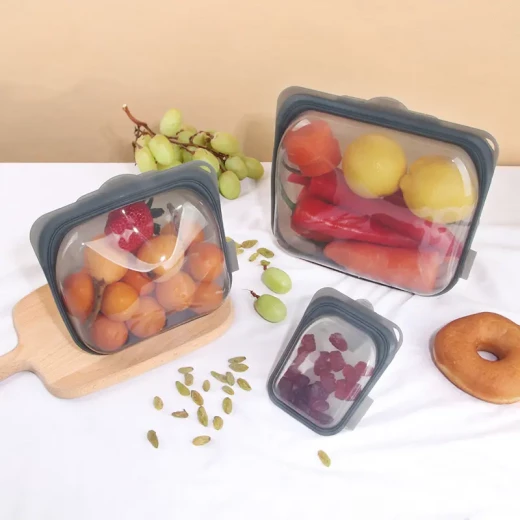 Breathe Reusable Grey Silicone Bags, 2000 ML, BPA free, FDA Approved Breathe Reusable Grey Silicone Bags, 2000 ML, BPA free, FDA Approved