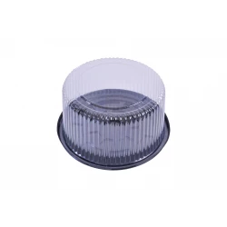 RZ Plastic Containers Round Black - Cake - 26cm with Lid - High - 1 Piece