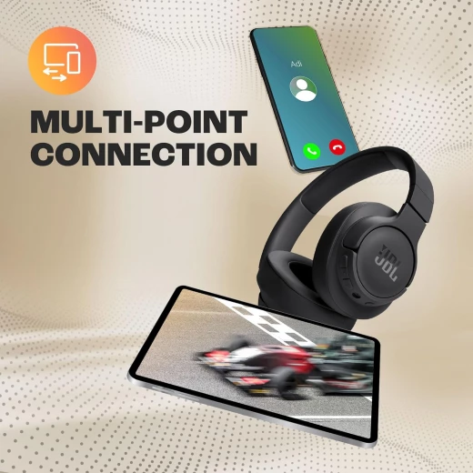 سماعات رأس  تيون 720BT اللاسلكية فوق الأذن , صوت بيور باس، بلوتوث 5.3، عمر بطارية يصل إلى 76 ساعة، شحن سريع، تصميم خفيف الوزن وقابل للطي – أسود من جي بي ال - جي بي ال - Image 6