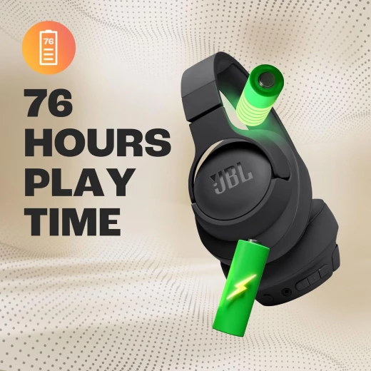 سماعات رأس  تيون 720BT اللاسلكية فوق الأذن , صوت بيور باس، بلوتوث 5.3، عمر بطارية يصل إلى 76 ساعة، شحن سريع، تصميم خفيف الوزن وقابل للطي – أسود من جي بي ال - جي بي ال - Image 8