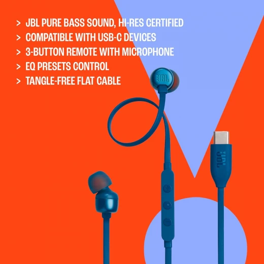 JBL TUNE 310C USB-C Wired Hi-Res In-Ear Headphones, Black - JBL - Image 5