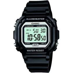 Casio F-108WHC Men's Digital Watch - Black & White Sport Design with LED Illuminator, 1/100 Sec Stopwatch, Daily Alarm & Water Resistance