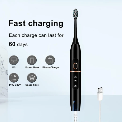 kingheroes Electric Toothbrush Set, Comes with 8 Brush Heads & Travel Case - kingheroes - Image 2