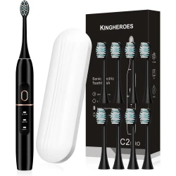kingheroes Electric Toothbrush Set, Comes with 8 Brush Heads & Travel Case