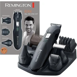 Remington Beard Trimmer Edge (Versatile: Face & Body Hair, Steel Blades, 4 Interchangeable Heads + 6 Combs