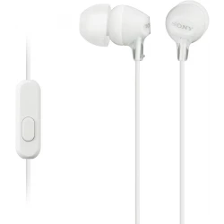 سماعات رأس ستيريو من سوني MDR-EX15AP WT داخل الأذن خفيفة الوزن مع إمكانية التحكم عبر الهاتف الذكي (أبيض)