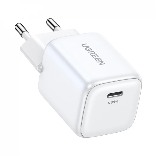 شاحن GaN بقدرة 20 واط مع كابل شبكة USB-C من يو جرين، موديل Nexode Mini CD318 - أبيض شاحن GaN بقدرة 20 واط مع كابل شبكة USB-C من يو جرين، موديل Nexode Mini CD318 - أبيض