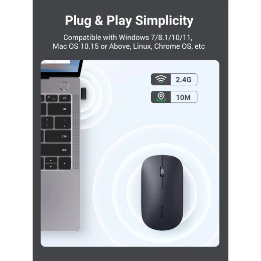 UGREEN Wireless Mouse for Laptop, Ultra-Slim Silent Mouse with USB Receiver - Ugreen - Image 2