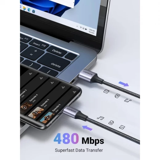 UGREEN USB to USB C Cable, Car Carplay Cable USB A to Type C Cable Fast Charging Braided 1.5m - Ugreen - Image 4