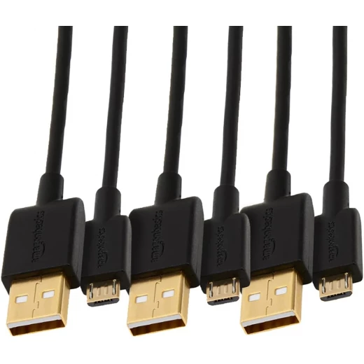 كيبل شحن سريع USB-A الى Micro USB من 3 قطع، سرعة نقل 480 ميجابت في الثانية مع مقابس مطلية بالذهب، USB 2.0، 3 قدم، اسود من امازون - امازون - Image 7