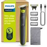 Philips OneBlade 360 Genuine Electric Beard Trimmer and Shaver, 2x 360 Blades, 3x Beard Combs - Philips
