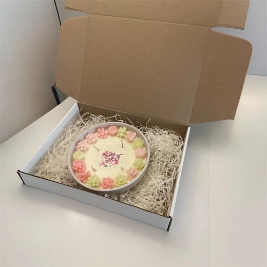 Niveole Decorative Soy Wax Candle Tray – 100% Natural Scented Soy Candle with Floral Decoration, “Wishing You Well Every Year” Gift Design, Perfect Occasion Gift and Elegant Home Décor - Niveole - Image 2
