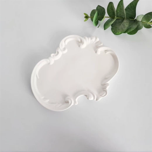 Niveole Baroque Decorative Gypsum Tray – 100% Handmade, Vintage Candle, Perfume and Jewelry Vanity Tray for Coffee Table, Elegant Home Gift - Niveole - Image 4