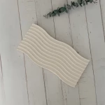 Niveole Rectangular Wave Ribbed Decorative Gypsum Tray – 100% Handmade, Candle, Perfume and Jewelry Vanity Tray for Coffee Table, Elegant Home Gift - Niveole