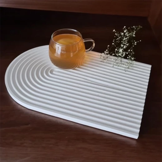 Niveole Large Ribbed Arch Decorative Gypsum Tray – 100% Handmade, Modern Candle, Perfume & Jewelry Vanity Tray for Coffee Table and Home Gift - Niveole - Image 3