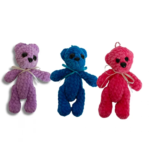 Velvet thread toy, teddy bear, pink color, length 16 cm, width 9  - Fatomte - Image 2
