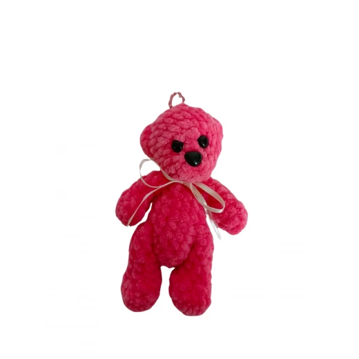 Velvet thread toy, teddy bear, pink color, length 16 cm, width 9 Velvet thread toy, teddy bear, pink color, length 16 cm, width 9