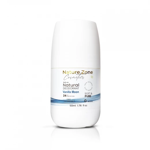 Nature Zone Vanilla Moon Smell Natural Deodorant Roll-On With Vitamins E,C | Natural Ingredients, Free Aluminum, Alcohol, Plastic, Cruelty, Vegan, Paraben | Long-lasting Odor Protection For Women & Men & Kids