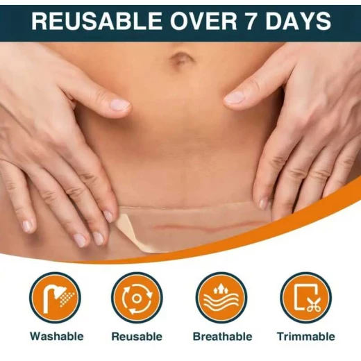 8 Silicone Plasters 4x15cm | Relieves and removes signs of inflammation, reduces redness, C-section marks or wounds, single-use adhesive sheets for 12 hours, easy to use - Image 3