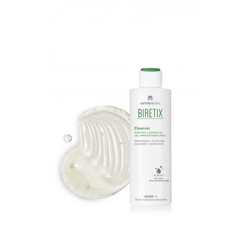 Biretix Purifying Cleansing Gel 200ml – Sebo-Regulating Face Cleanser, Hydrating, Mattifying and Soothing, Dermatologically and Ophthalmologically Tested - Biretix