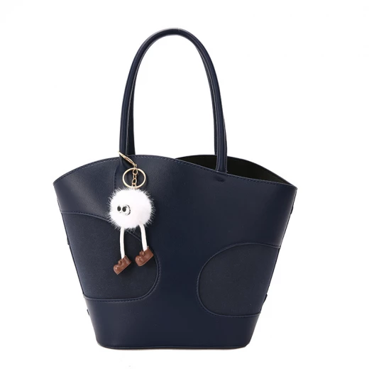 Delena Leather Bucket bag, Navy Blue