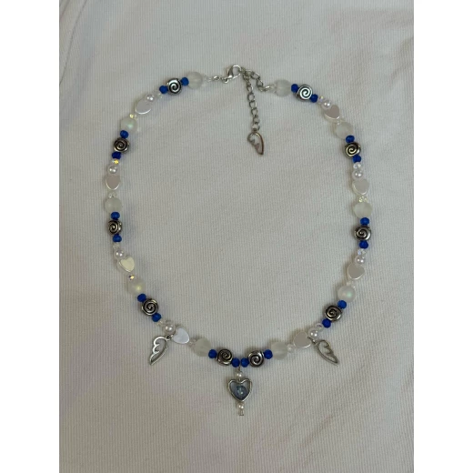 Blue themed handmade necklace - Angel - Image 4