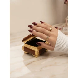 Luxury Burgundy Glossy Almond Press-On Nails Kit (24pcs)