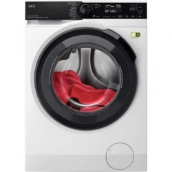 AEG washing machine model LF8504G6Q with a capacity of 9 kg, white color, equipped with ProSteam technology to reduce wrinkles and refresh clothes with steam, powerful performance and high efficiency to suit the daily needs of the family