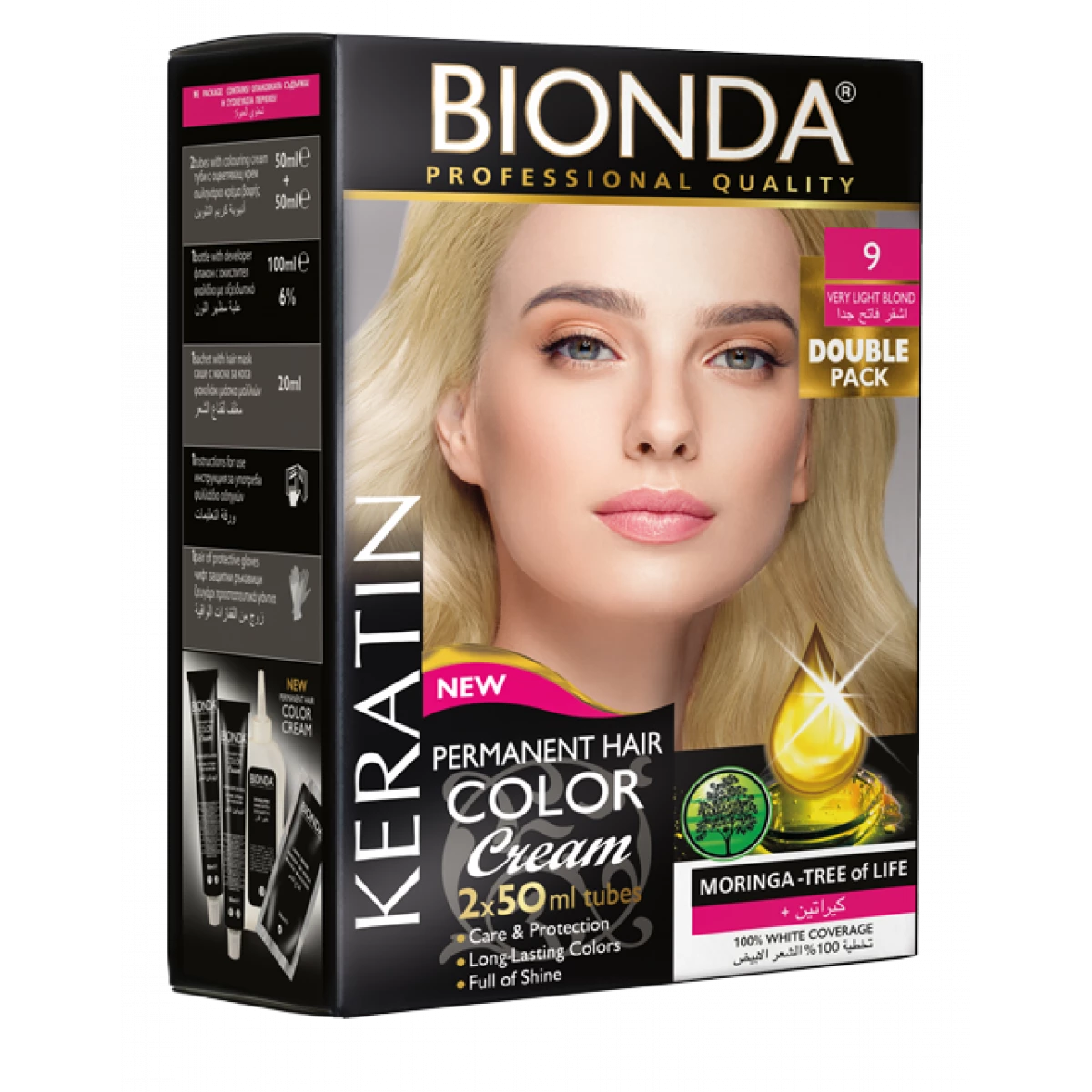 Bionda Permanent Hair Color Professional Double № 9 Very Light Blond 2 ...