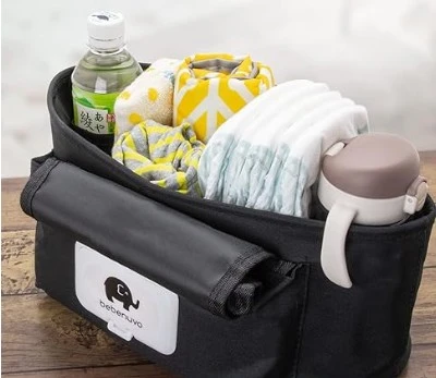 Bebenuvo Baby Stroller Organizer Bag with Large Storage Capacity, Wet Wipes Pouch and Drink Holder, Easy to Install, Made of Durable, Stain-Resistant and Water-Repellent Fabric, Stylish and Practical Design for Everyday Outings - Baby - Image 4