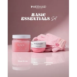 Mermaid Basic Essentials Gift Set of Body Scrub, Butter and Exfoliating Gloves