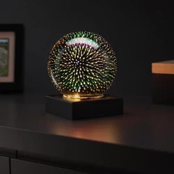 مصباح ليلي LED من الألياف الضوئية من Red5 باللون الأسود، الارتفاع الإجمالي 15 سم × القطر 12 سم