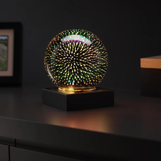 Red5 Fibre ball LED sensory night lamp black Total height 15cm x 12cm diameter - Red5 - Image 3