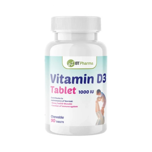 BT Pharma Vitamin D3 1000 IU, 90 Chewable Tablets | Supports Strong Bones, Teeth & Immunity | Daily Vitamin D Supplement BT Pharma Vitamin D3 1000 IU, 90 Chewable Tablets | Supports Strong Bones, Teeth & Immunity | Daily Vitamin D Supplement