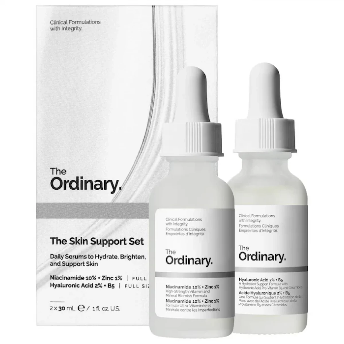 مجموعة The Ordinary Skin Support سيروم Hyaluronic + Niacinamide - قطعتان