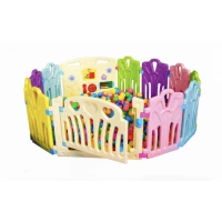 12-Panel Kids Plastic Playpen with Interactive Game Board and Ball Pit Area