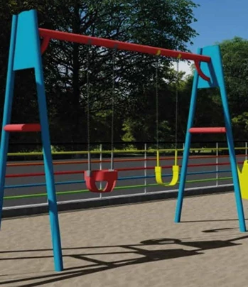Professional Double Garden Swing Set - Heavy-Duty Outdoor Metal Swing Frame - crowna - Image 2